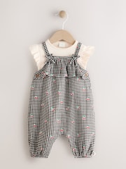 Black/White Gingham Cherry Baby Short Sleeve Bodysuit and Dungaree Set (0mths-2yrs) - Image 1 of 10