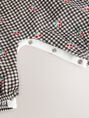 Black/White Gingham Cherry Baby Short Sleeve Bodysuit and Dungaree Set (0mths-2yrs) - Image 10 of 10
