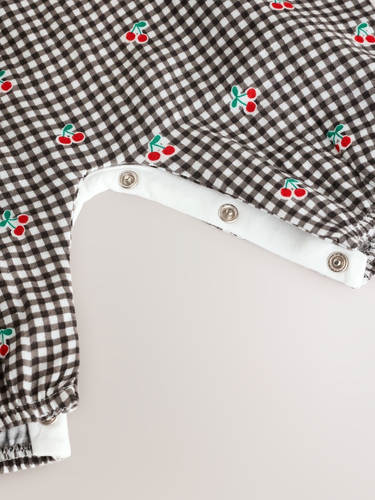 Black/White Gingham Cherry Baby Short Sleeve Bodysuit and Dungaree Set (0mths-2yrs) - Image 10 of 10