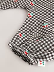 Black/White Gingham Cherry Baby Short Sleeve Bodysuit and Dungaree Set (0mths-2yrs) - Image 8 of 10