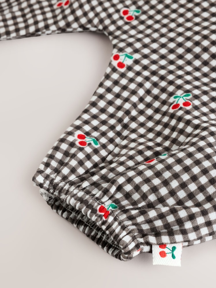 Black/White Gingham Cherry Baby Short Sleeve Bodysuit and Dungaree Set (0mths-2yrs) - Image 8 of 10