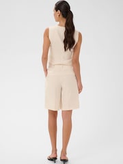 Kaffe Cream KAannetta High Waist Pleated Shorts - Image 4 of 6