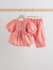 Pink Paisley 100% Cotton Woven Floral Baby Trousers Set (0mths-2yrs) - Image 2 of 12