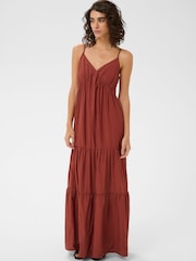 Kaffe Brown KAemily Tiered V-Neck Maxi Dress - Image 1 of 5