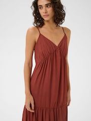 Kaffe Brown KAemily Tiered V-Neck Maxi Dress - Image 3 of 5