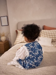 White 100% Cotton Woven Baby Broderie Dress And Denim Waistcoat Set (0mths-2yrs) - Image 5 of 11