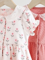 Pink/ White Floral Jersey Baby Dresses 2 Pack (0mths-3yrs) - Image 6 of 11