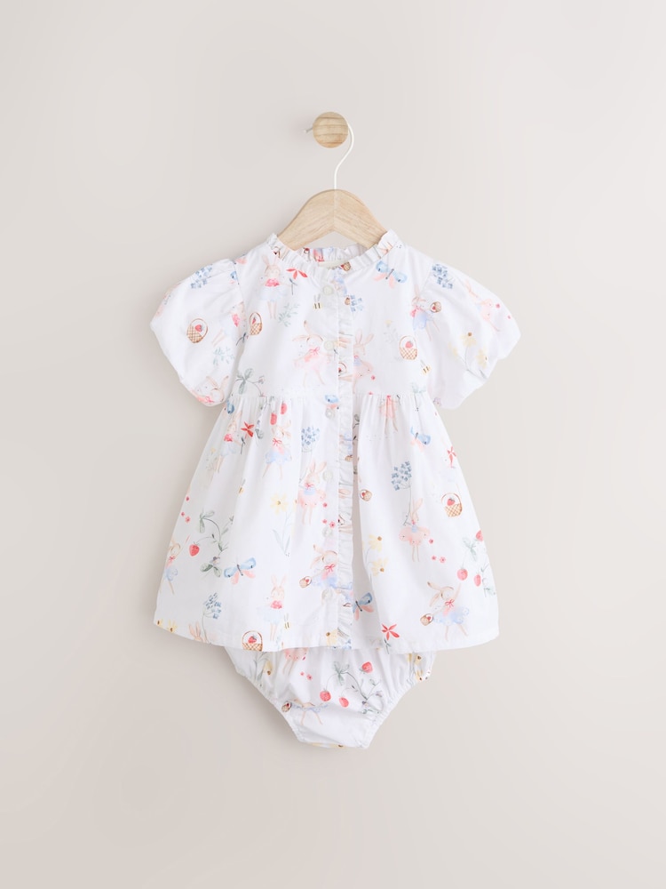 Blanco/rosa hada - Conjunto de vestido tejido y braguitas estilo cubrepañal de algodón 100 % para bebé (0 meses - 2 años) - Imagen 1 de 10 Blanco/rosa hada - Conjunto de vestido tejido y braguitas estilo cubrepañal de algodón 100 % para bebé (0 meses - 2 años) - Imagen 1 de 10