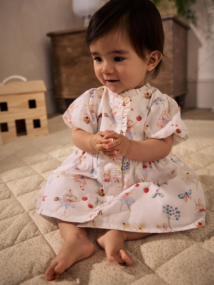 Blanco/rosa hada - Conjunto de vestido tejido y braguitas estilo cubrepañal de algodón 100 % para bebé (0 meses - 2 años) - Imagen 2 de 10 Blanco/rosa hada - Conjunto de vestido tejido y braguitas estilo cubrepañal de algodón 100 % para bebé (0 meses - 2 años) - Imagen 2 de 10