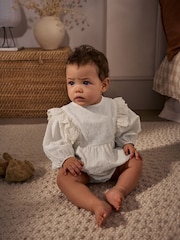 Ecru/White Broderie Baby Bloomer Romper (0mths-3yrs) - Image 1 of 9