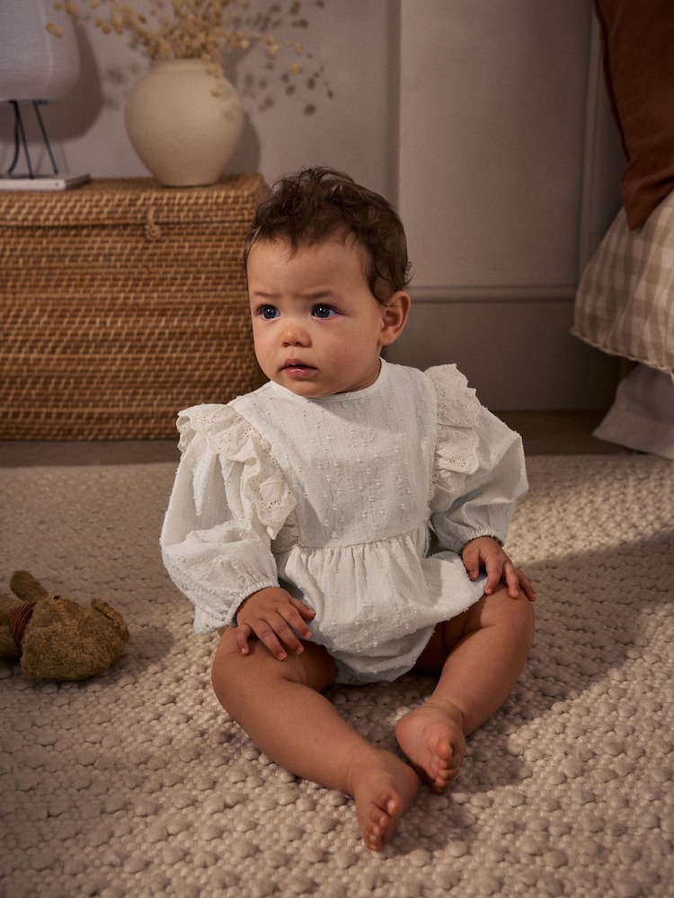 Ecru/White Broderie Baby Bloomer Romper (0mths-3yrs) - Image 1 of 9