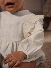Ecru/White Broderie Baby Bloomer Romper (0mths-3yrs) - Image 3 of 9
