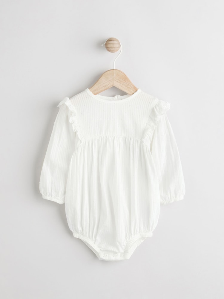 Ecru/White Broderie Baby Bloomer Romper (0mths-3yrs) - Image 4 of 9