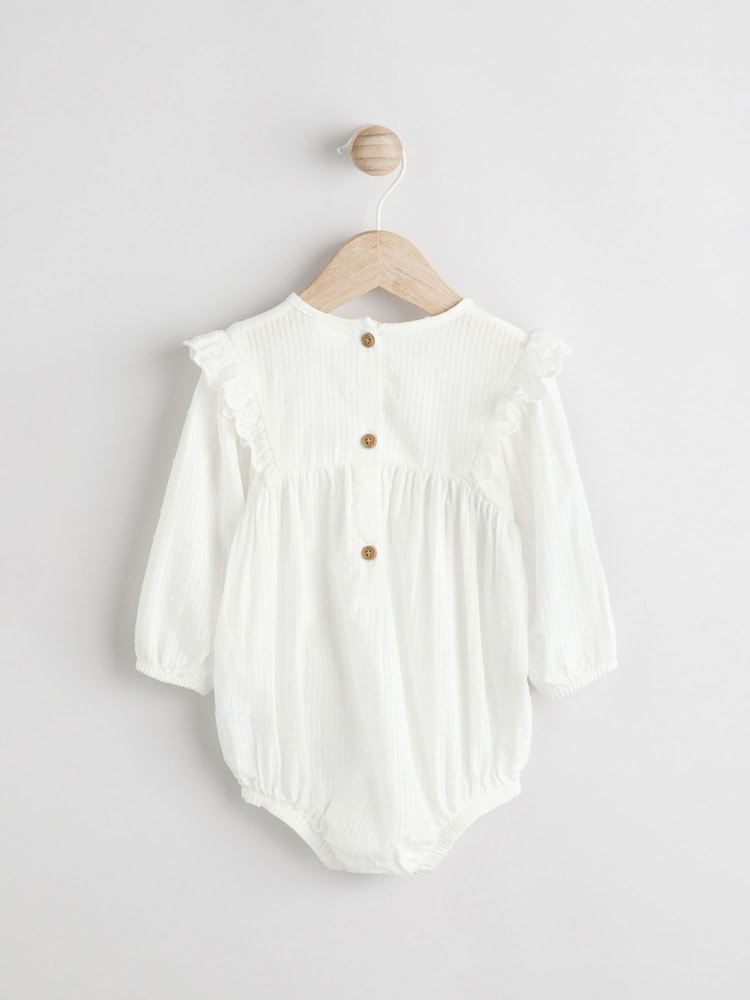 Ecru/White Broderie Baby Bloomer Romper (0mths-3yrs) - Image 5 of 9