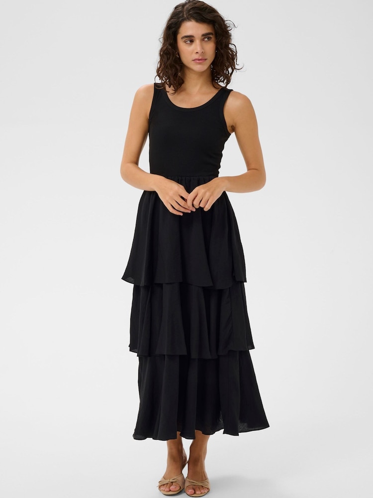Kaffe Black KAerika Scoop Neck Tiered Maxi Dress - Image 1 of 5 Kaffe Black KAerika Scoop Neck Tiered Maxi Dress - Image 1 of 5