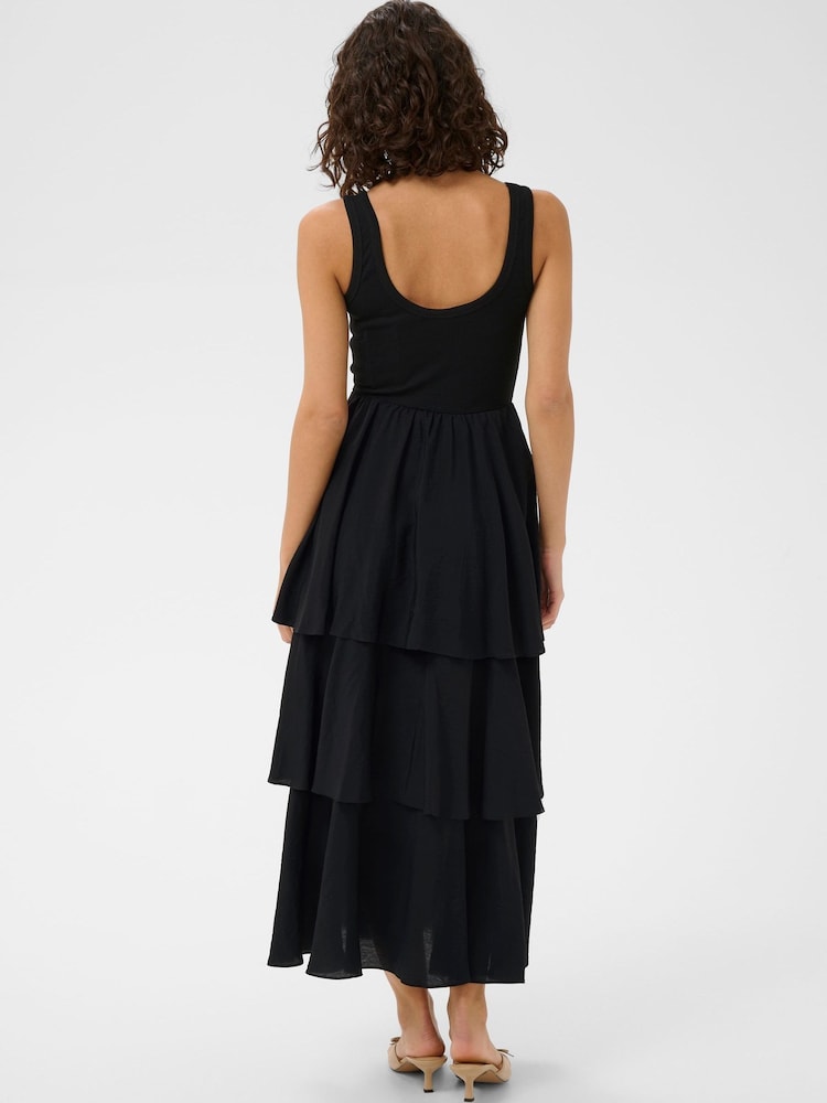Kaffe Black KAerika Scoop Neck Tiered Maxi Dress - Image 2 of 5 Kaffe Black KAerika Scoop Neck Tiered Maxi Dress - Image 2 of 5