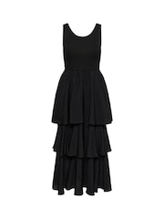 Kaffe Black KAerika Scoop Neck Tiered Maxi Dress - Image 4 of 5