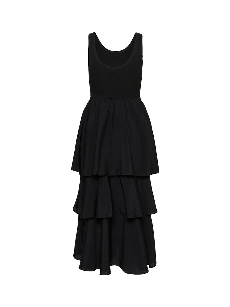 Kaffe Black KAerika Scoop Neck Tiered Maxi Dress - Image 5 of 5 Kaffe Black KAerika Scoop Neck Tiered Maxi Dress - Image 5 of 5