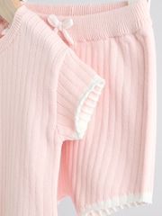 Pink Knitted Baby Top and Shorts Set (0mths-2yrs) - Image 13 of 17