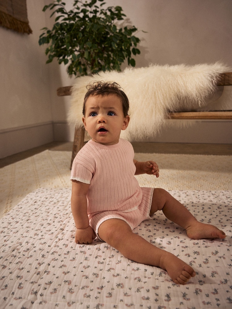 Pink Knitted Baby Top and Shorts Set (0mths-2yrs) - Image 2 of 17