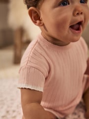 Pink Knitted Baby Top and Shorts Set (0mths-2yrs) - Image 7 of 17