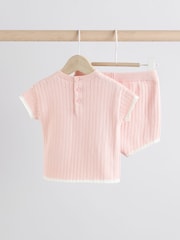 Pink Knitted Baby Top and Shorts Set (0mths-2yrs) - Image 8 of 17