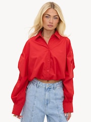 LOAVIES Let Spring Begin Cropped Balloon Shirt - صورة 1 من 4
