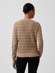 Gap Brown Stripe Crew Neck Cardigan - Image 2 of 5
