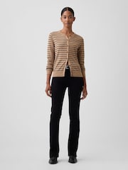 Gap Brown Stripe Crew Neck Cardigan - Image 3 of 5