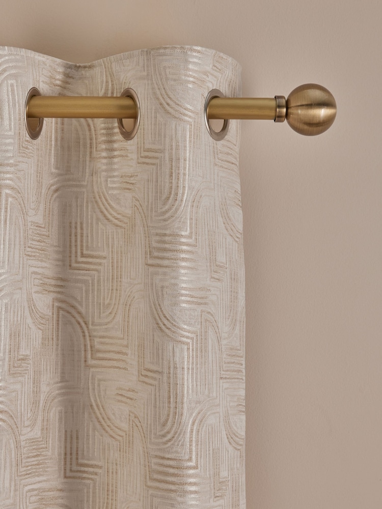 Champagne Gold Linear Jacquard Eyelet Lined Curtains - Image 1 of 5