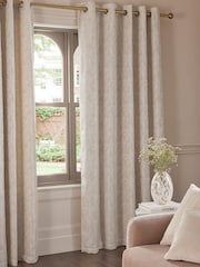Champagne Gold Linear Jacquard Eyelet Lined Curtains - Image 2 of 5
