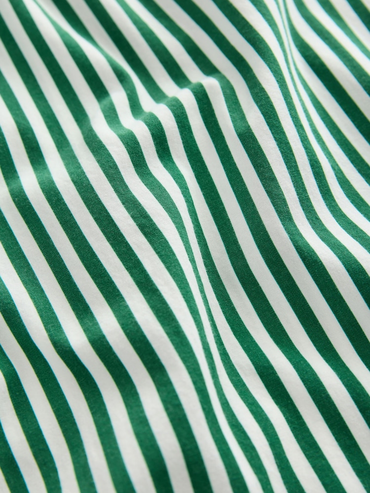Green Stripe Relaxed Boyfriend Fit 100% Cotton Button Down Shirt - Image 6 of 7