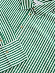 Green Stripe Relaxed Boyfriend Fit 100% Cotton Button Down Shirt - Image 7 of 7