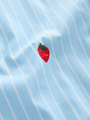 Blue/White Stripe Fruit Embroidered Long Sleeve 100% Cotton Shirt - Image 7 of 8