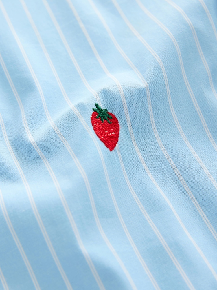 Blue/White Stripe Fruit Embroidered Long Sleeve 100% Cotton Shirt - Image 7 of 8