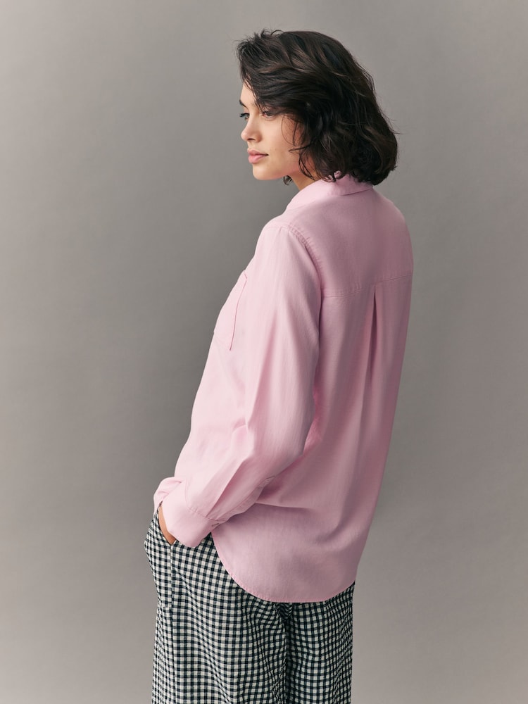 Blush Pink Relaxed 100% Cotton Button Down Casual Long Sleeve Shirt - Image 3 of 8