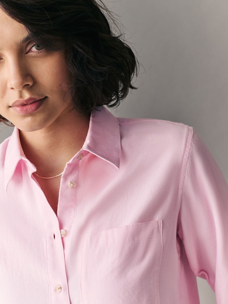 Blush Pink Relaxed 100% Cotton Button Down Casual Long Sleeve Shirt - Image 4 of 8