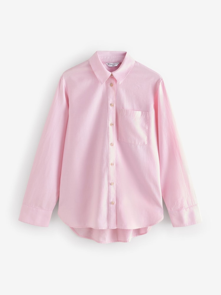 Blush Pink Relaxed 100% Cotton Button Down Casual Long Sleeve Shirt - Image 6 of 8