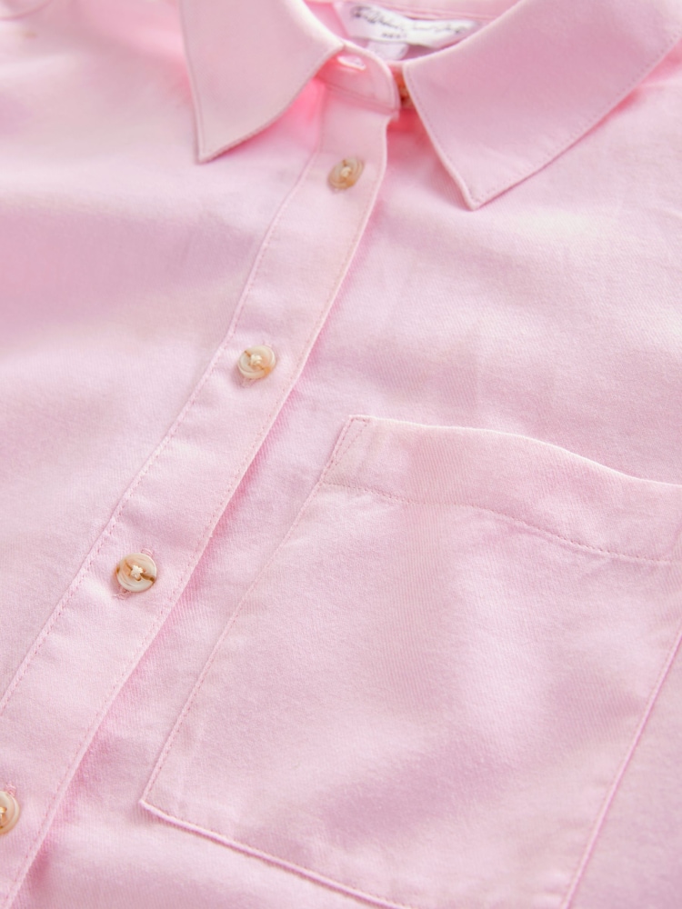 Blush Pink Relaxed 100% Cotton Button Down Casual Long Sleeve Shirt - Image 7 of 8