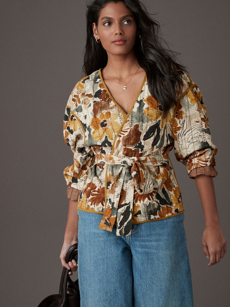 Floral Quilted Reversible Kimono Wrap - Image 2 of 7