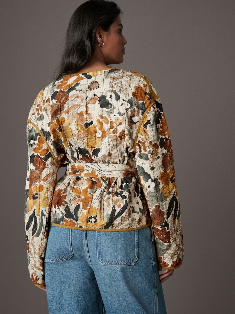 Floral Quilted Reversible Kimono Wrap - Image 3 of 7