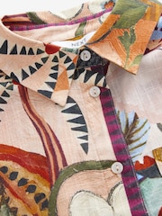 Abstract Neutral Papaya Print Long Sleeve Shirt With Linen - Image 8 of 9