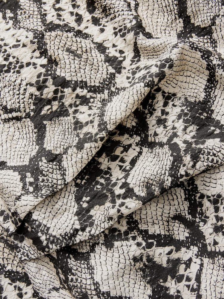 Animal Print Snake Short Sleeve Drape Detail Midi Dress - Image 8 of 8