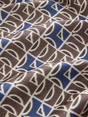 Blue/Brown Geometric Print Satin Textured Drape Kimono - Image 8 of 8