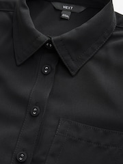 Black Short Sleeve Mini Tie Waist Shirt Dress - Image 6 of 9