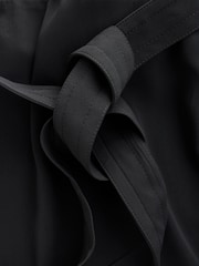 Black Short Sleeve Mini Tie Waist Shirt Dress - Image 8 of 9