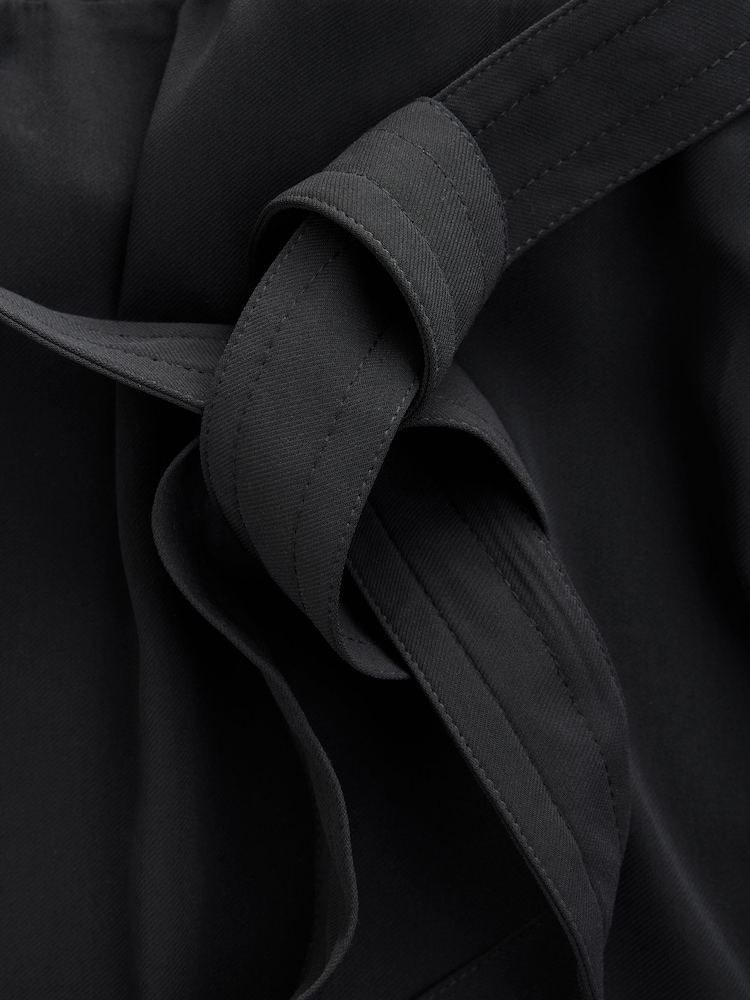 Black Short Sleeve Mini Tie Waist Shirt Dress - Image 8 of 9