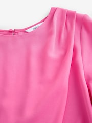 Pink Asymmetric Drape Long Sleeve Top - Image 7 of 8