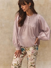 Pink Quilted Long Sleeve 100% Cotton Blouse - Image 2 of 8