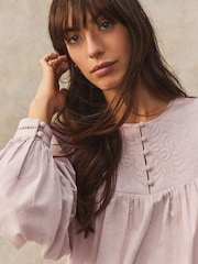 Pink Quilted Long Sleeve 100% Cotton Blouse - Image 5 of 8